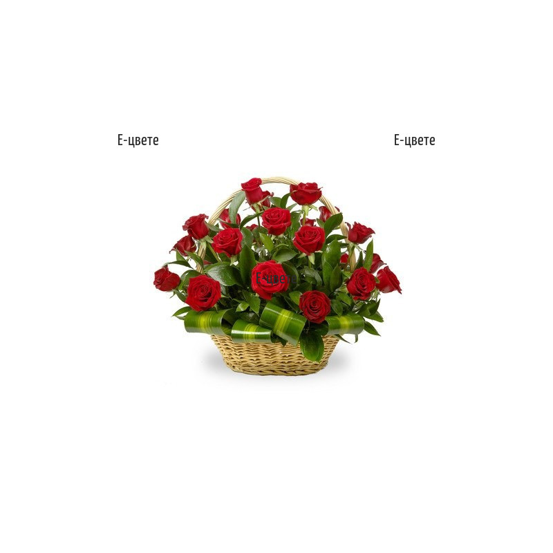 Send a basket with 25 red roses