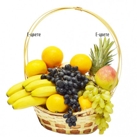 Online order for gift basket with various fruits.
