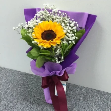 Send a sunflower and greenery to Sofia.