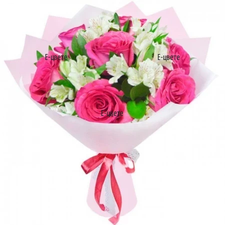 Romantic surprise of roses and alstroemerias