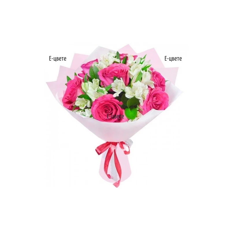 Romantic surprise of roses and alstroemerias