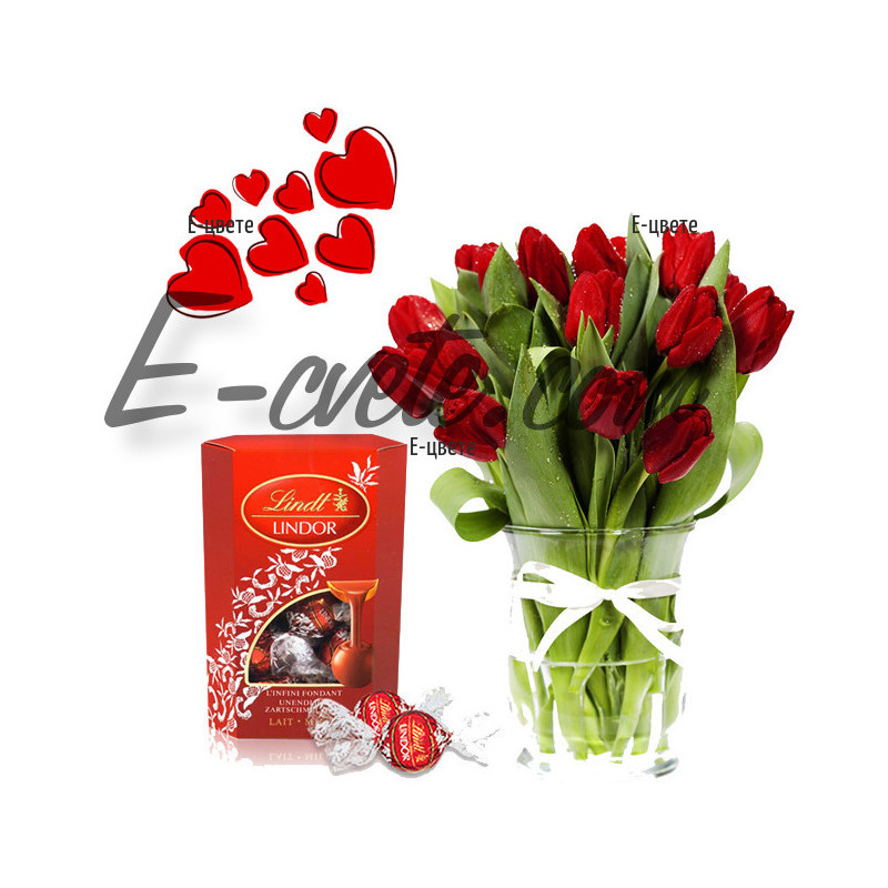 Spring romance - tulips and chocolates
