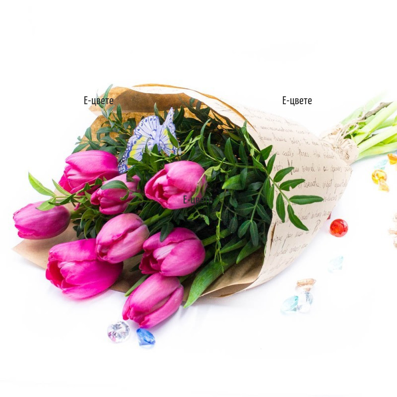 Send pink tulips bouquet to Bulgaria