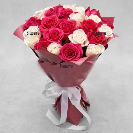 Order and send flowers - a delicate pink and white roses bouquet