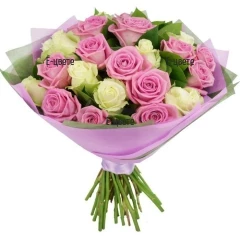 Order and send flowers - a delicate rosy and white roses bouquet