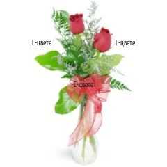 Send flowers - a bouquet of 2 red roses to express condolences