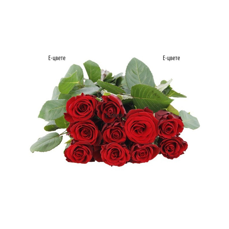 Доставка на 10 червени рози за погребение или траур