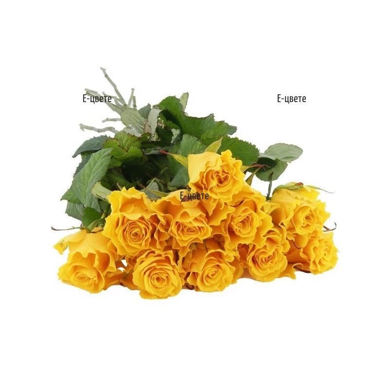 Доставка на 10 жълти рози за погребение или съболезнования