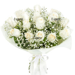 Flower delivery - Gentle white bouquet of roses and gypsophila