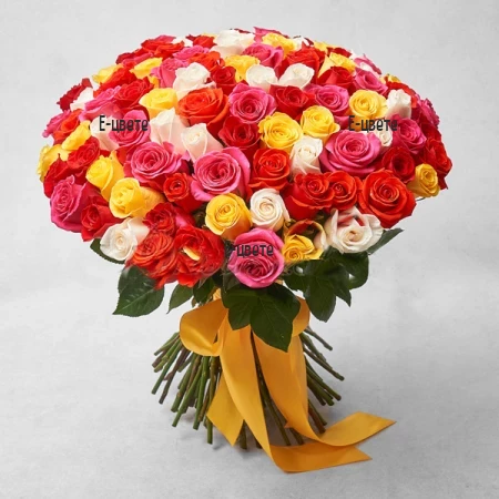 Send a bouquet of 101 colourful roses to Bulgaria