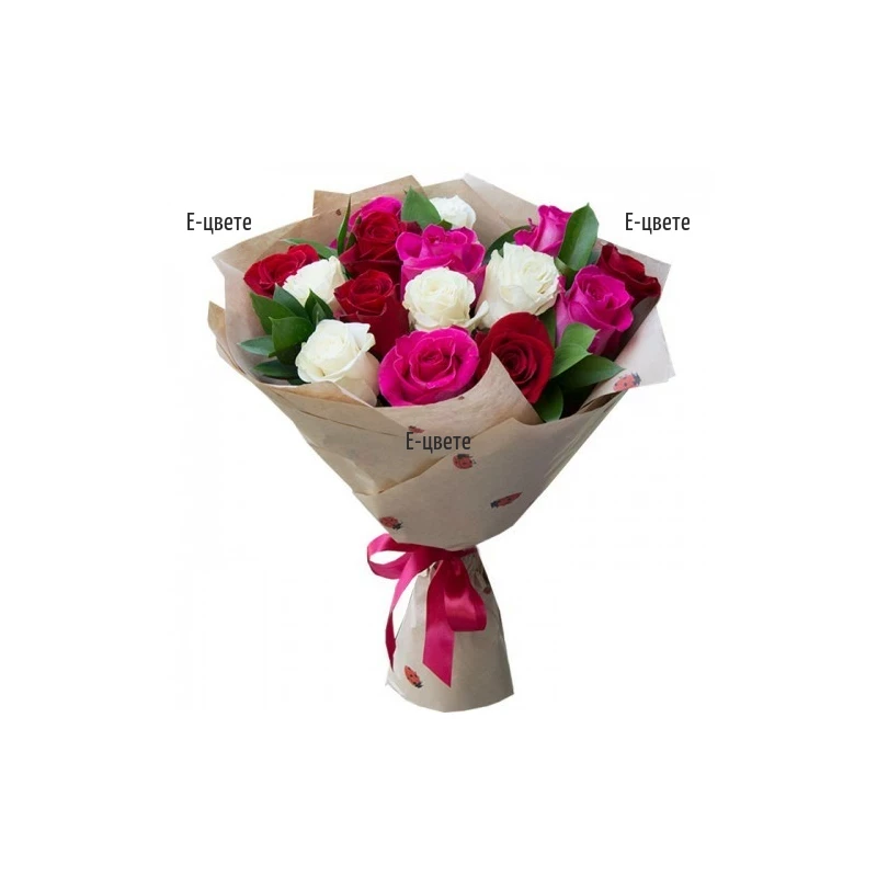 Романтичен букет от рози доставени с куриер