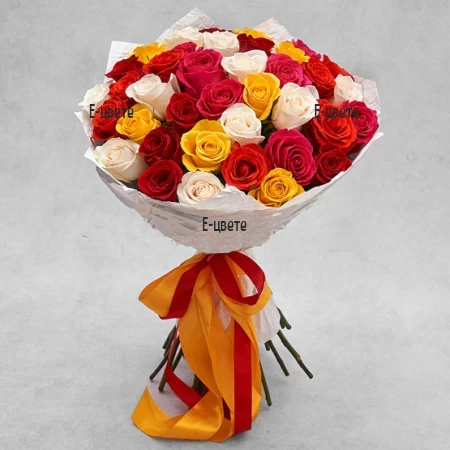 Send an online order for 25 roses, delivered by courier.