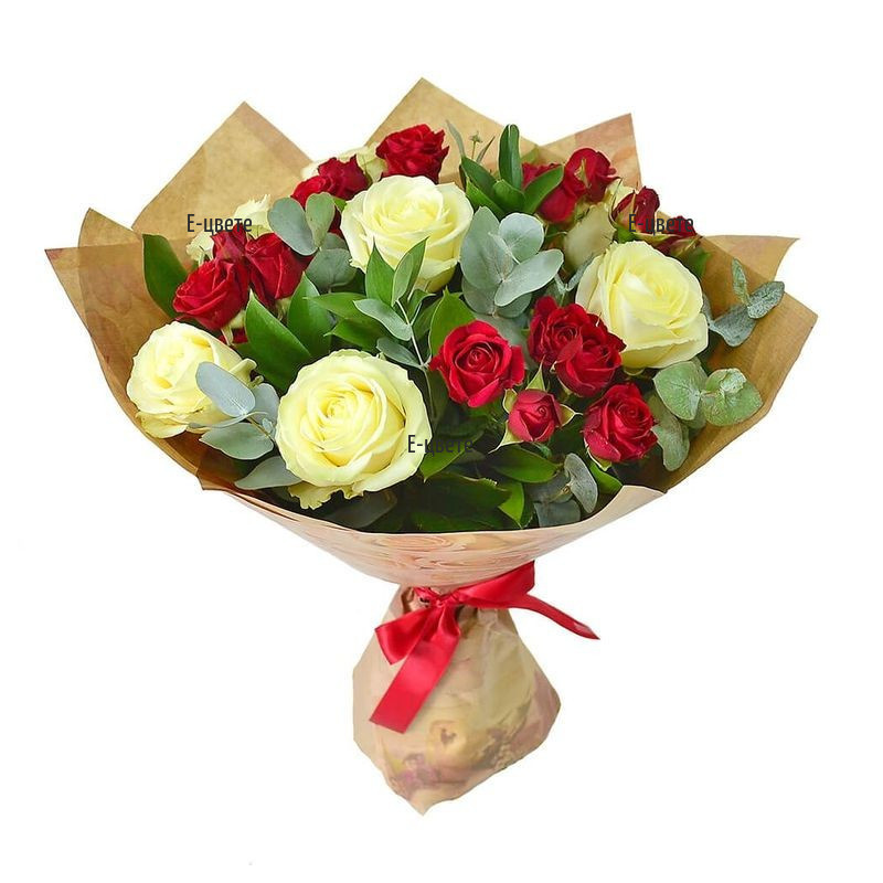 Онлайн поръчка на букет от рози и спрей рози