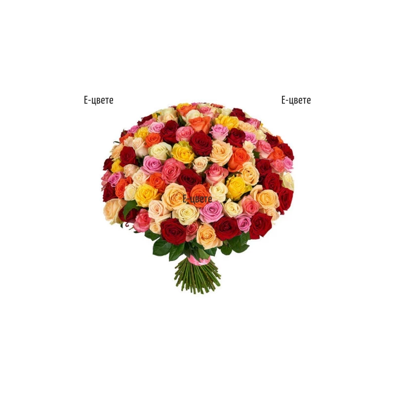 Доставка на букет от 101 рози в миксови цветове