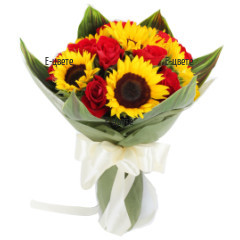 Send bouquet of sunflowers and roses to Bulgaria