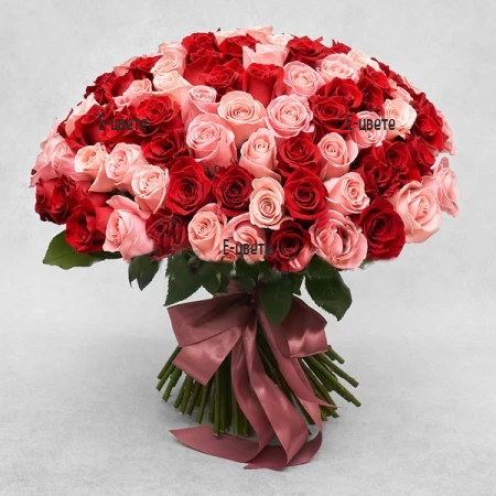 Send a bouquet of 101 red and pink roses