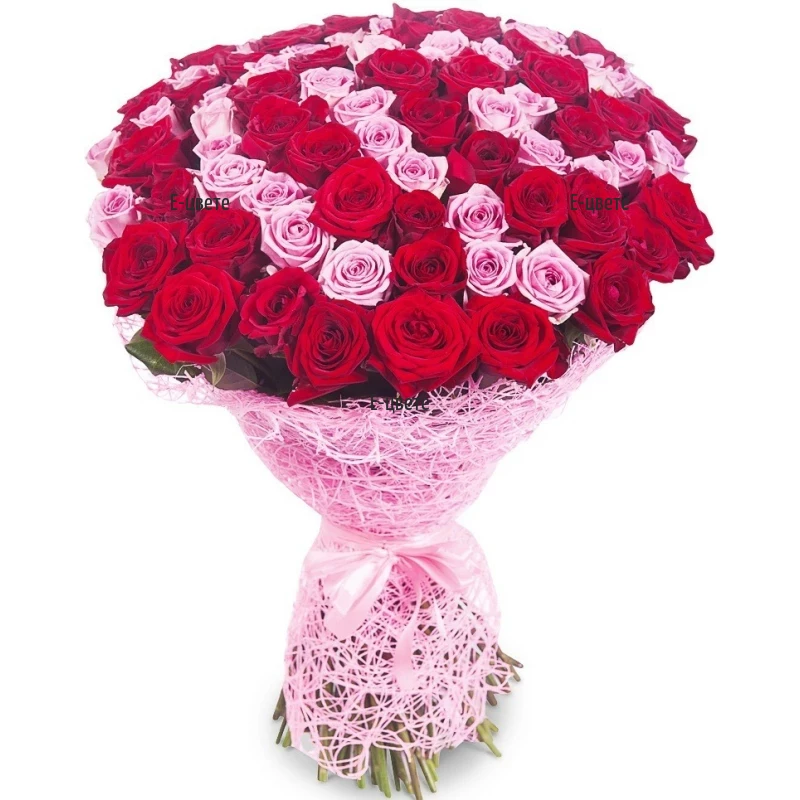 Send a bouquet of 101 red and pink roses