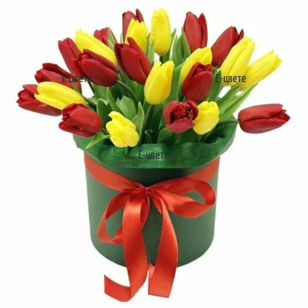 Flower delivery to Bulgaria tulips in a box