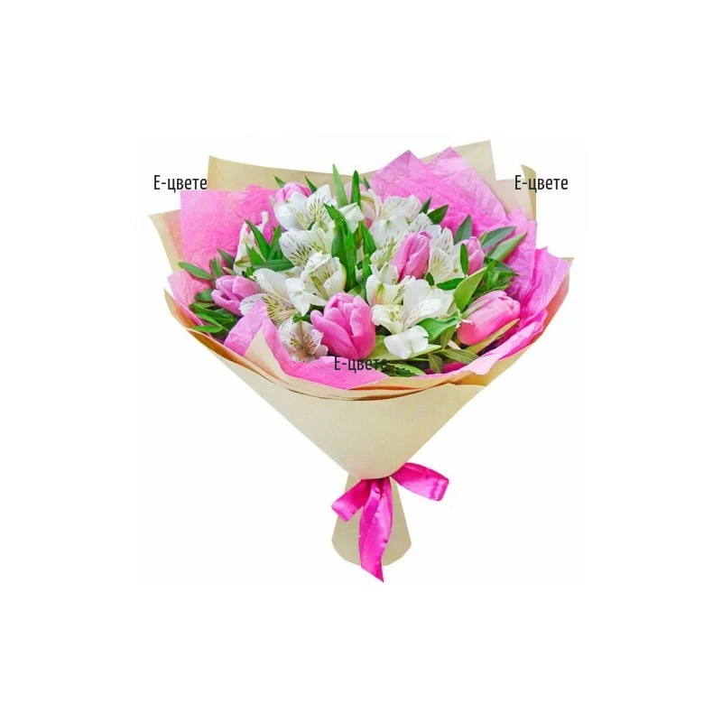 Order a bouquet of spring tulips and alstroemeria