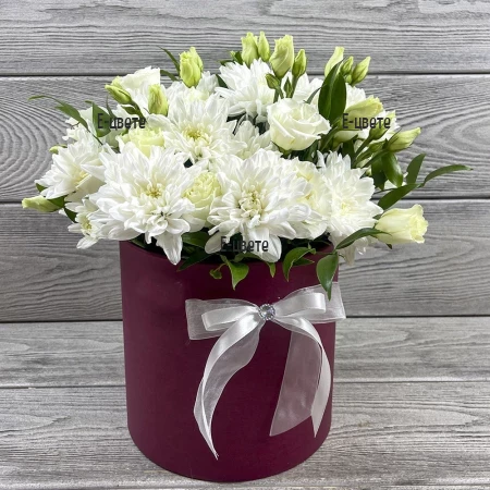 Онлайн поръчка на цветя в кутия хризантеми