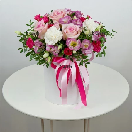 Send pink flowers in a special box