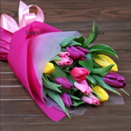 Bouquet of 15 spring tulips