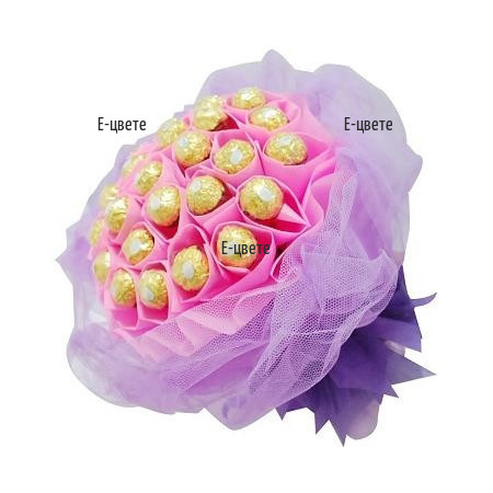 Доставка на розов букет от бонбони с куриер