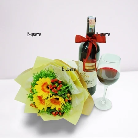 Delivery of Bouquet of Gerberas and Wine