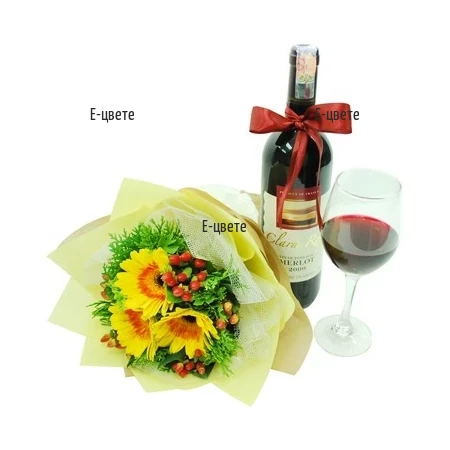Delivery of Bouquet of Gerberas and Wine