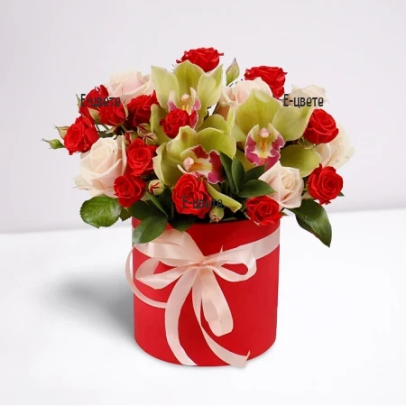 Send to Bulgaria box of roses and orchids Jalma
