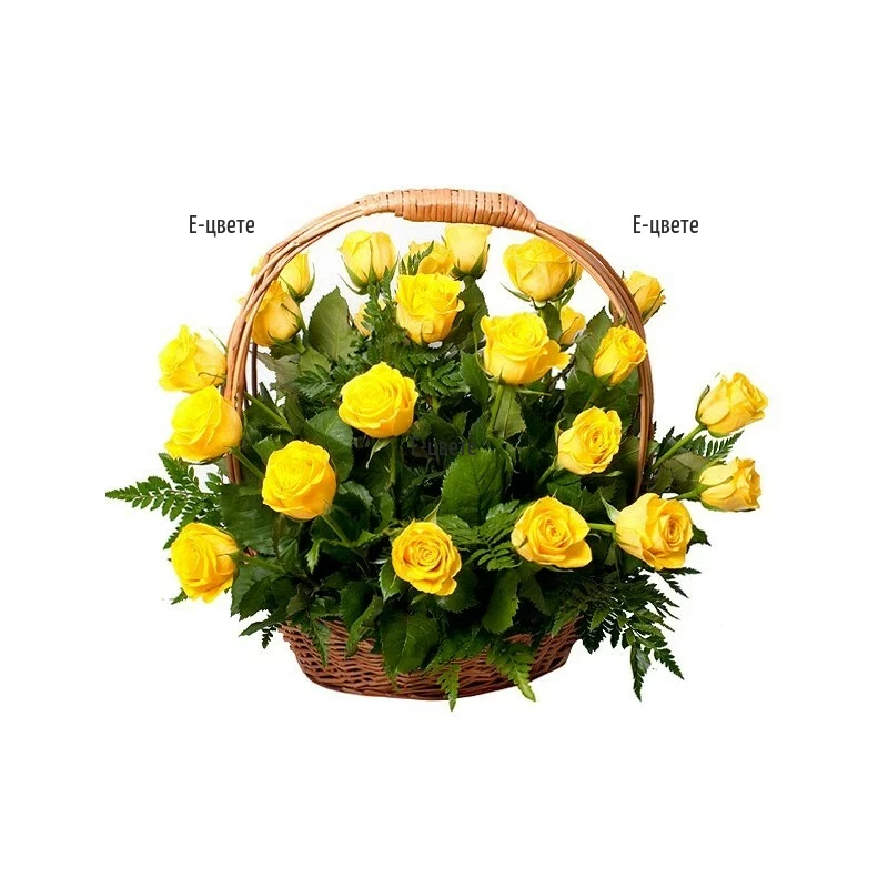 Доставка на кошница с жълти рози