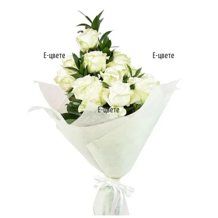 Send 11 white roses to Bulgaria