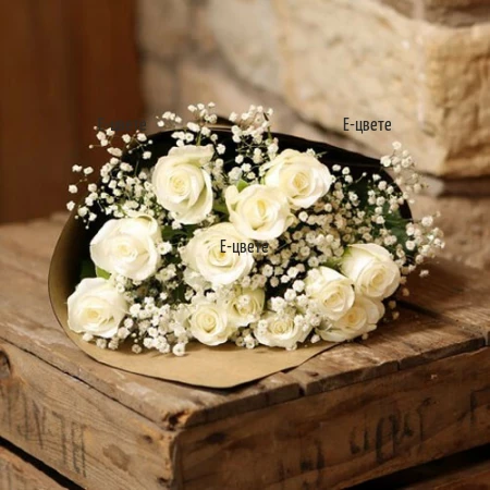 Send 13 white roses to Bulgaria
