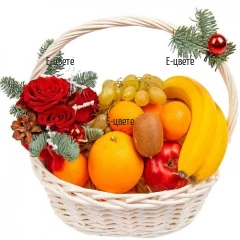 Доставка на кошница с плодове и коледна украса
