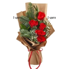 Send 5 Christmas roses to Bulgaria