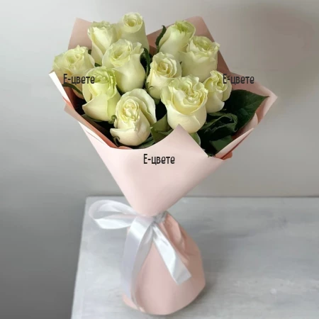 Delivery of a bouquet of 11 white roses to an address