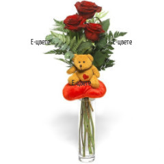 Send a bouquet - Roses and Teddy Bear - to Plovdiv