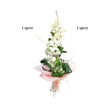 Delivery of Bouquet of White Orchid Cymbidium