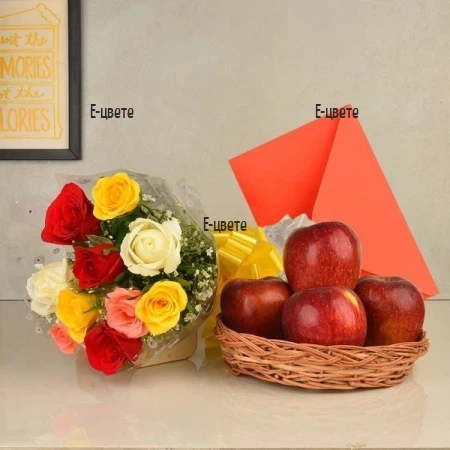 Online order a bouquet of roses and fruits to Varna