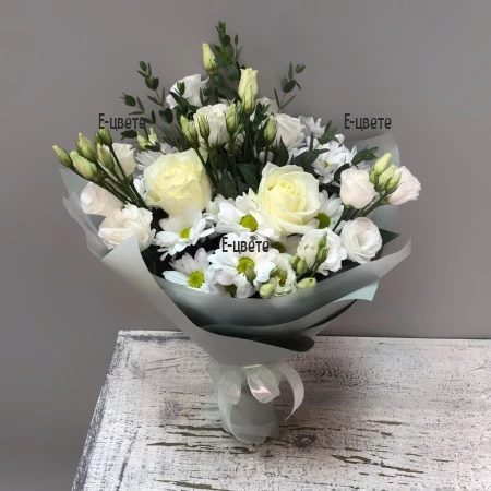 Send white flowers bouquet to Varna Bulgaria