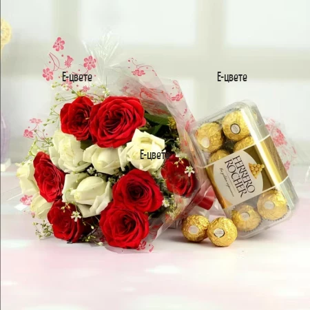 Send to Bulgaria a bouquet of roses and Ferrero Rocher