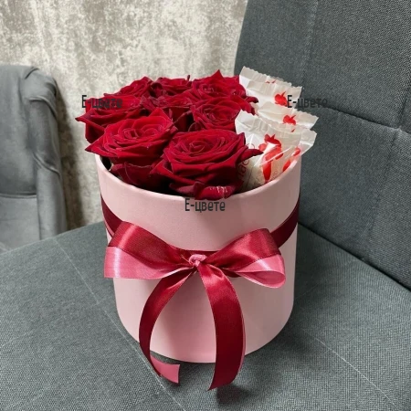 Send to Bulgaria roses and raffaello chocolates in a box