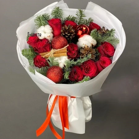Доставка на букет от рози и цветя за Коледа в България