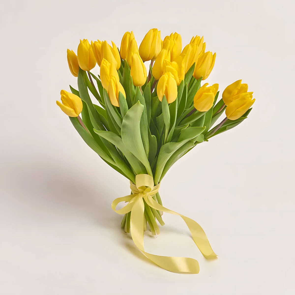 Send a bouquet of yellow tulips and spring flowers.
