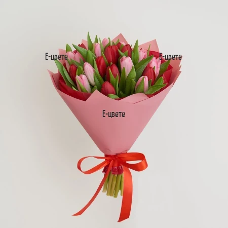 Send a bouquet of red and pink tulips.