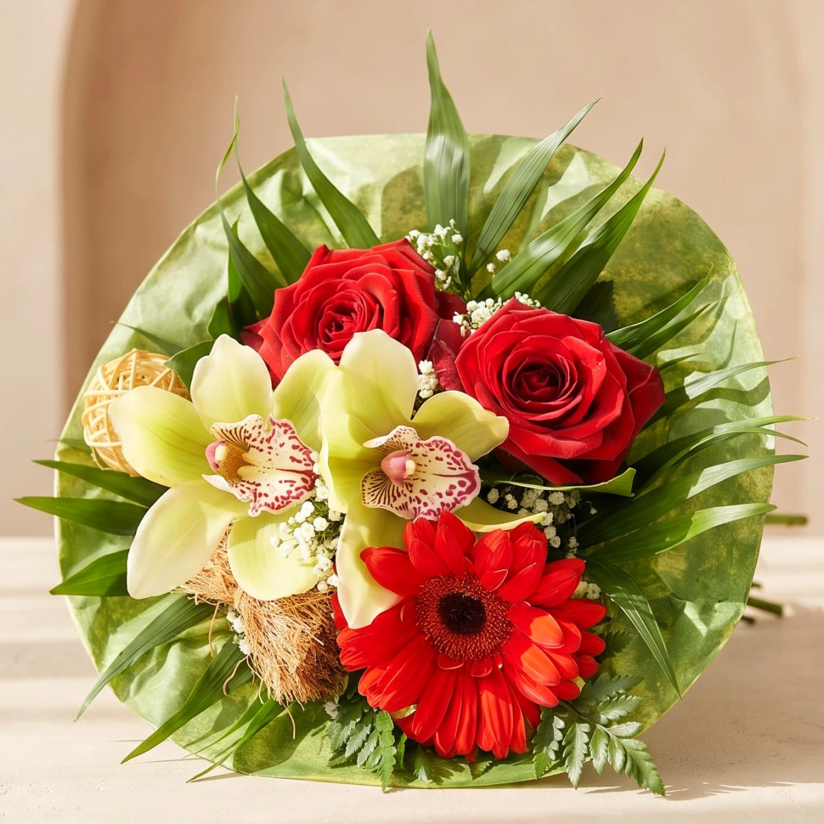 Red Roses and Orchid Bouquet for Special Occasions