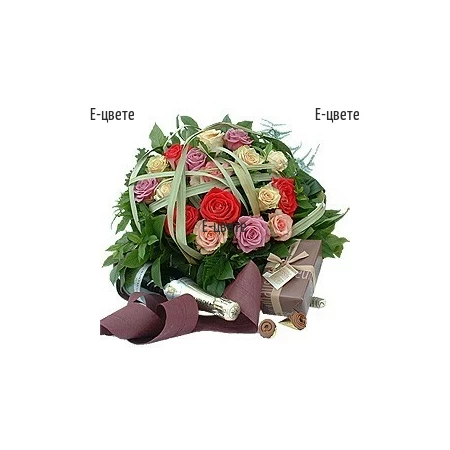 Delivery of Roses, chocolates and gift