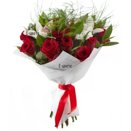 Send a bouquet of roses and orchids.