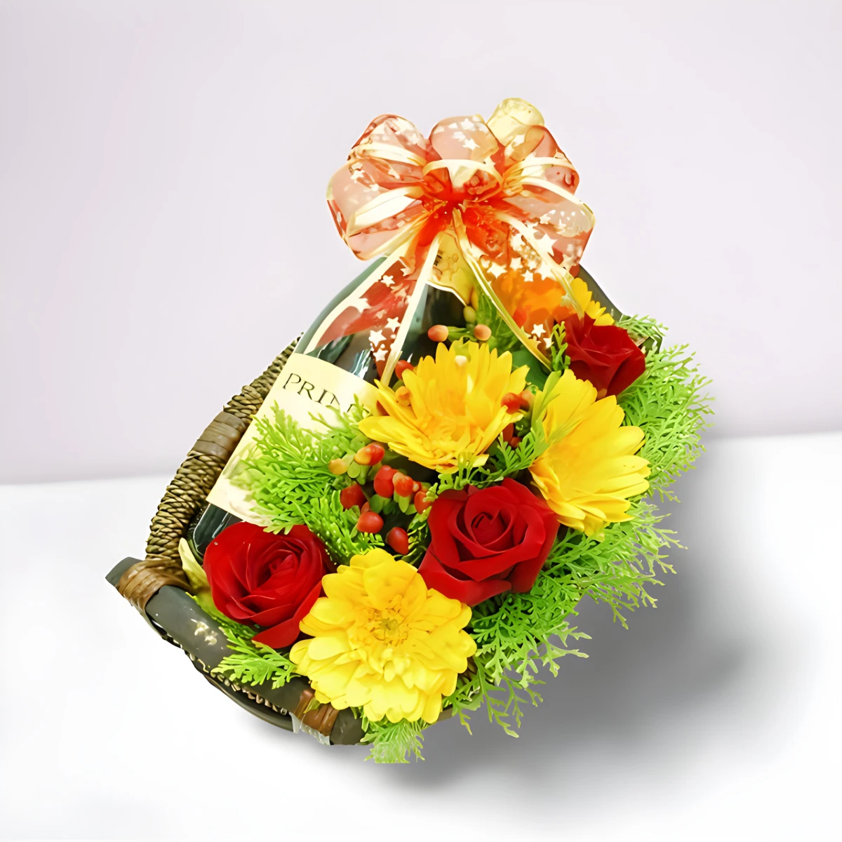 Delivery of Gerberas and Wine Basket