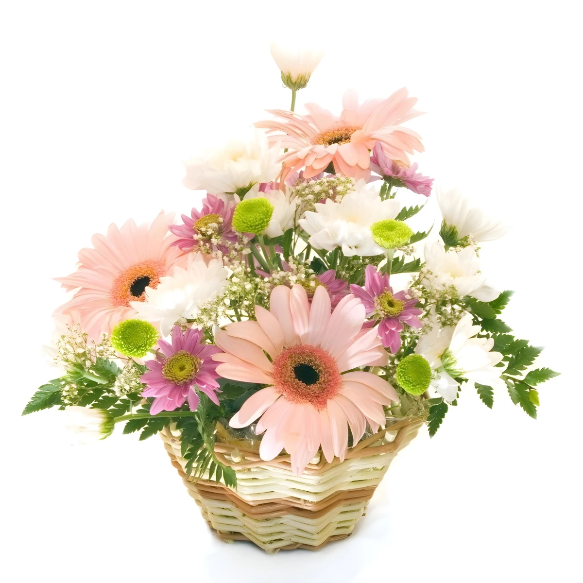 Send a basket with colourful flowers to Sofia, Plovdiv, Burgas